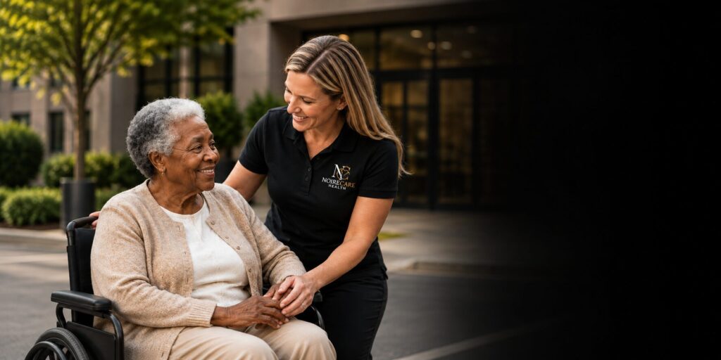 NoireCare Health driver assisting a patient with transportation